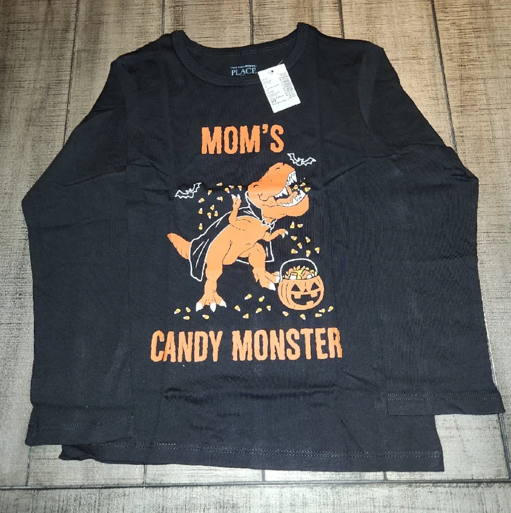 NWT The Children's Place Black Halloween Pumpkin Graphic Tee
